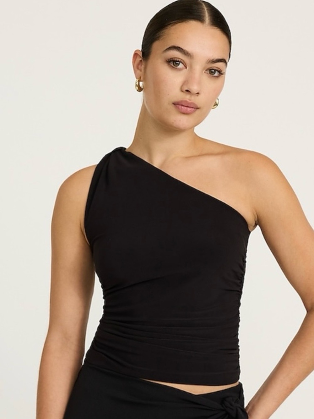 Express One-Shoulder Black Crop Top
